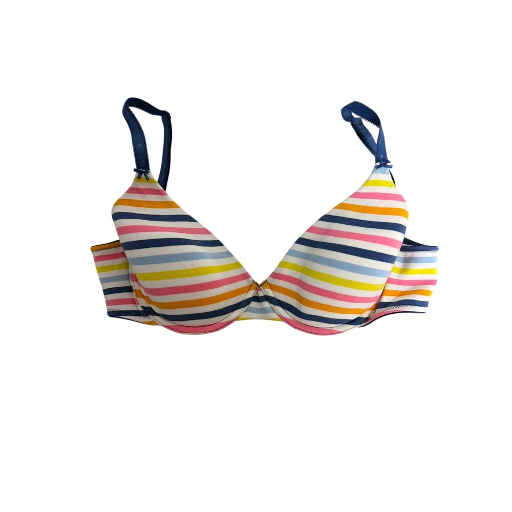 Victorias‎ Secret Cotton Lingerie Lined Perfect Coverage Bra 34C Striped Multi